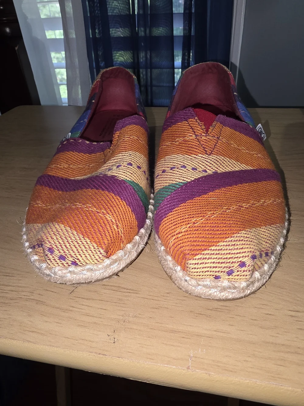 Toms Orange, Purple & Green Striped Women’s Espadrilles